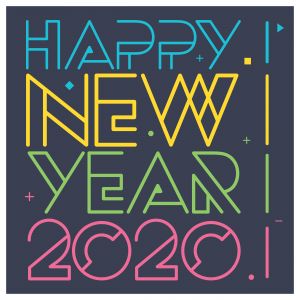Happy New Year 2020 typography vector poster design illustration.	
