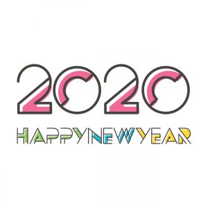 Happy New Year 2020 typography vector poster design illustration.	
