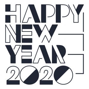 Happy New Year 2020 typography vector poster design illustration.