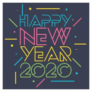 Happy New Year 2020 typography vector poster design illustration.