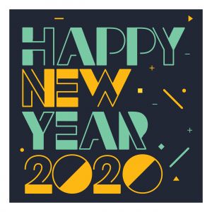 Happy New Year 2020 typography vector poster design illustration.