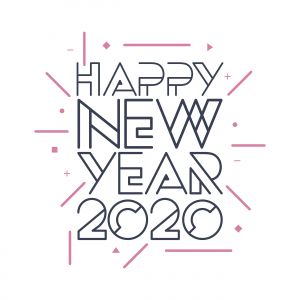 Happy New Year 2020 typography vector poster design illustration.	