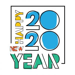 Happy New Year 2020 typography vector poster design illustration.	