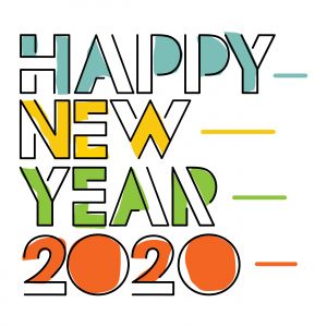 Happy New Year 2020 typography vector poster design illustration.	