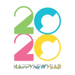 Happy New Year 2020 typography vector poster design illustration.
