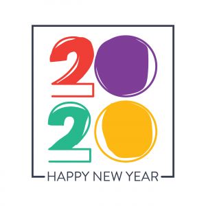 Happy New Year 2020 typography vector poster design illustration.