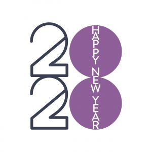 Happy New Year 2020 typography vector poster design illustration.