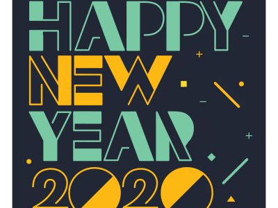 Happy New Year 2020 typography vector poster design illustration.