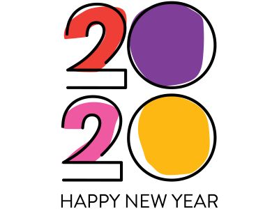 Happy New Year 2020 typography vector poster design illustration.	