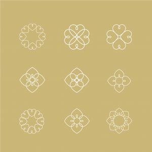 Heart logos collection, luxury jewelry vector logo design. Expensive floral diamond icons.	