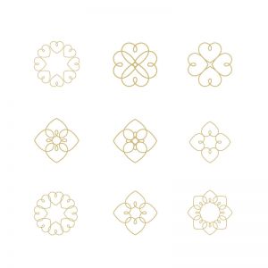 Heart logos collection, luxury jewelry vector logo design. Expensive floral diamond icons.
