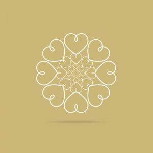 Heart logo design icon, luxury jewelry vector illustration. Expensive floral diamond icon.