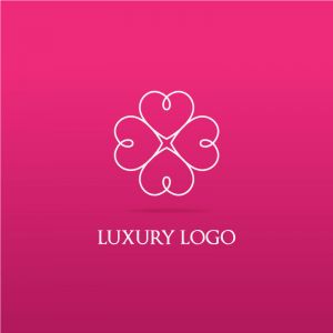 Heart logo design icon, luxury jewelry vector illustration. Expensive floral diamond icon.