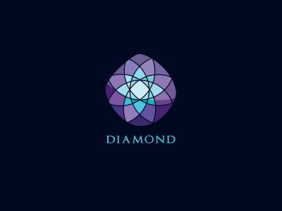Diamond logo design, Crushing abstract pattern. Colorful precious stone logotype. Jewelry shop logo.
