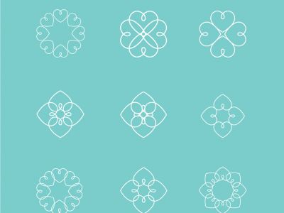 Heart logos collection, luxury jewelry vector logo design. Expensive floral diamond icons.	