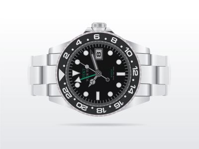 Luxury Wrist Watch vector illustration. Expensive clock time vector icon.