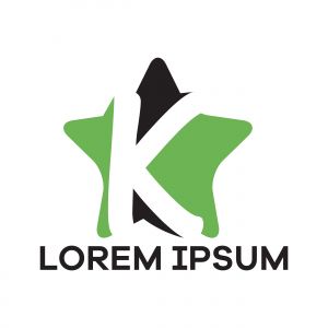 K letter logo design. Letter k in star shape vector illustration.	