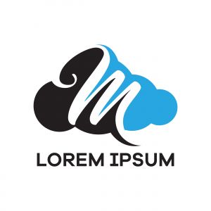 M letter logo design. Letter m in sky shape vector illustration.	