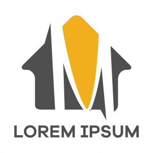 M letter logo design. Letter m in house shape vector illustration.	