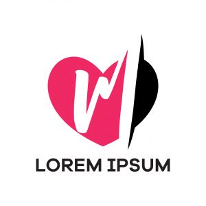 M letter logo design. Letter m in heart shape vector illustration.	