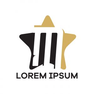 M letter logo design. Letter m in star shape vector illustration.	