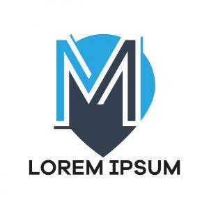 M letter logo design. Letter m in location pin shape vector illustration.	