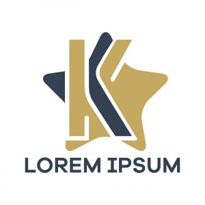 K letter logo design. Letter k in star shape vector illustration.	