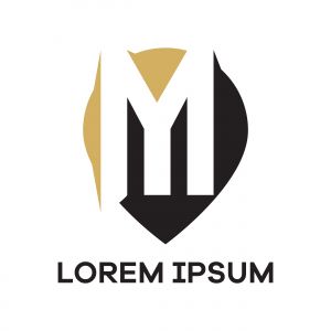 M letter logo design. Letter m in location pin shape vector illustration.	