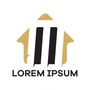 M letter logo design. Letter m in house shape vector illustration.	