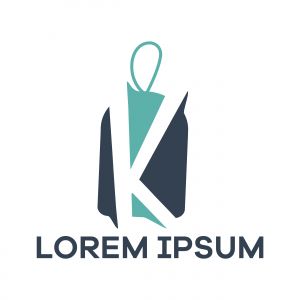 K letter logo design. Letter k in discount tag vector illustration.	