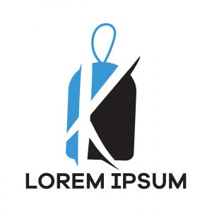 K letter logo design. Letter k in discount tag vector illustration.	