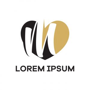 M letter logo design. Letter m in heart shape vector illustration.	