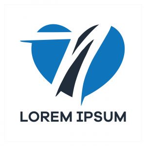 N letter logo design. Letter n in heart shape vector illustration.	