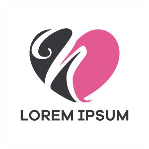 N letter logo design. Letter n in heart shape vector illustration.	