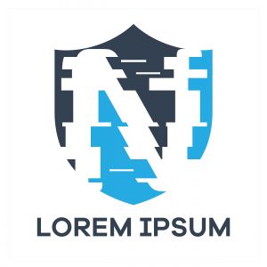 N letter logo design. Letter n in shield vector illustration. safety and security icon	