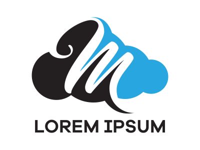 M letter logo design. Letter m in sky shape vector illustration.	