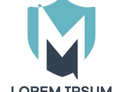 M letter logo design. Letter m in shield vector illustration.	