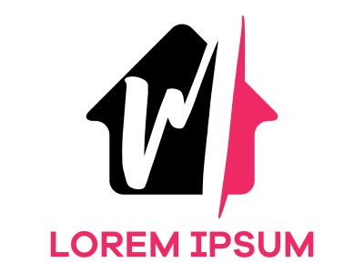 M letter logo design. Letter m in house shape vector illustration.	