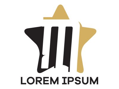 M letter logo design. Letter m in star shape vector illustration.	