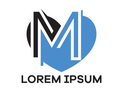M letter logo design. Letter m in heart shape vector illustration.	