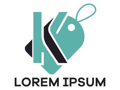 K letter logo design. Letter k in discount tag vector illustration.	