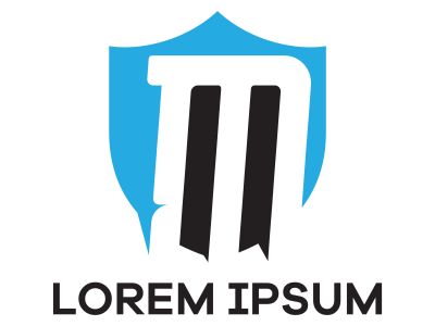 M letter logo design. Letter m in shield vector illustration.	