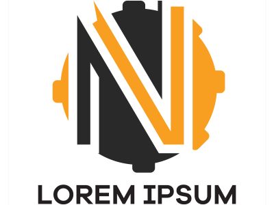 N letter logo design. Letter n in gear shape vector illustration.	