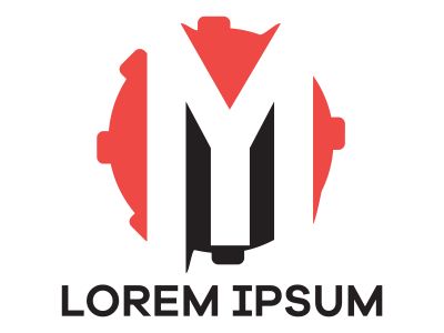 M letter logo design. Letter m in gear shape vector illustration.	