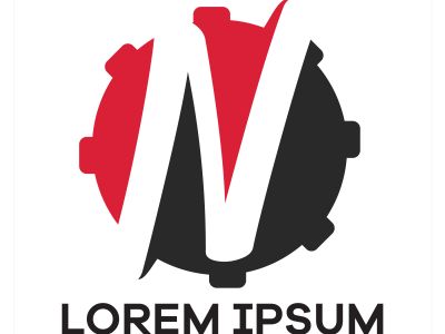 N letter logo design. Letter n in gear shape vector illustration.	