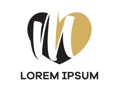 M letter logo design. Letter m in heart shape vector illustration.	