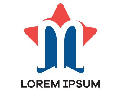 M letter logo design. Letter m in star shape vector illustration.	