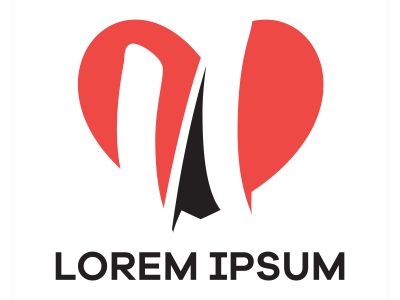 N letter logo design. Letter n in heart shape vector illustration.	
