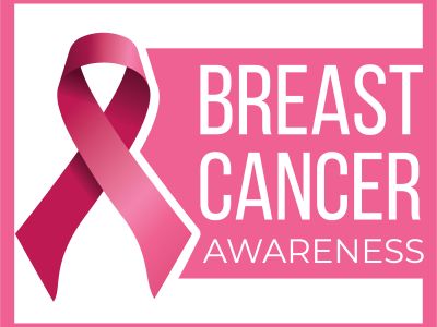   Breast cancer awareness campaign vector poster design. Strong woman breast protection message illustration.