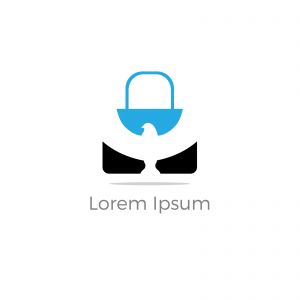 Shopping bag logo design, bird in hand bag vector, travel agency logo design.	